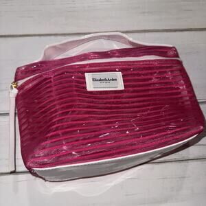 Elizabeth Arden New York - Pink & White Striped Cosmetic Bag